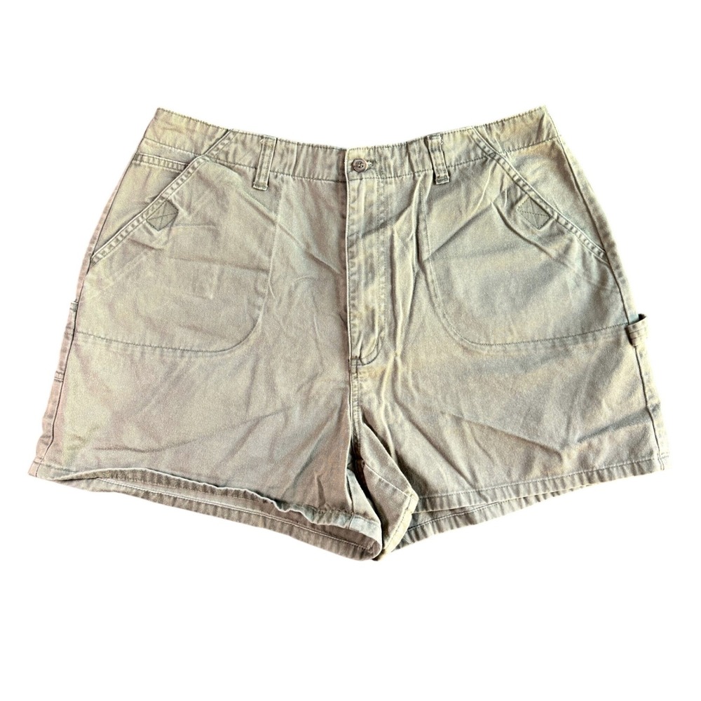 Fashion Bug Vintage 90s Carpenter Shorts Olive Green High Rise Cotton Women 16